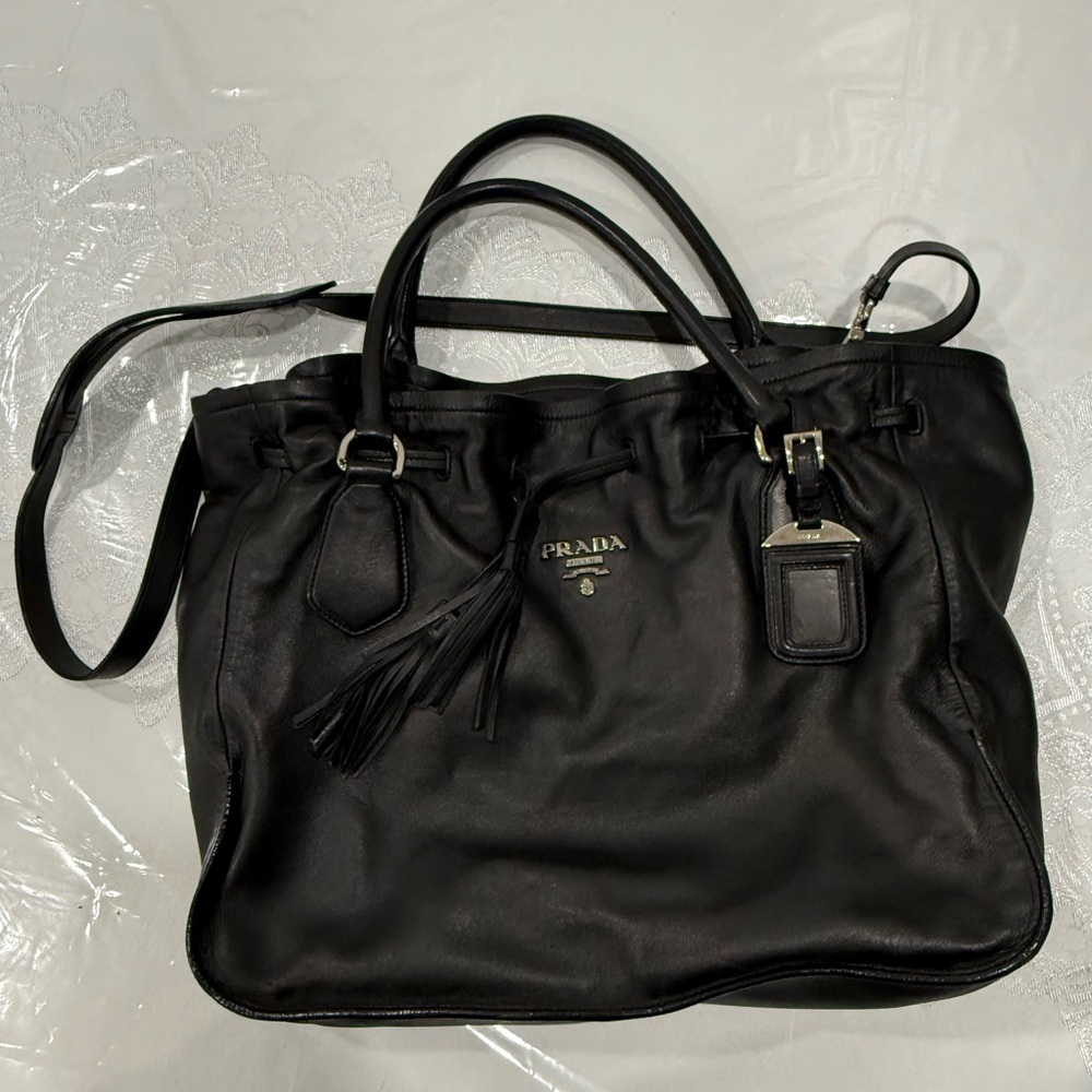 Prada Fringe Black Leather Womans Bag - Picture 3 of 9